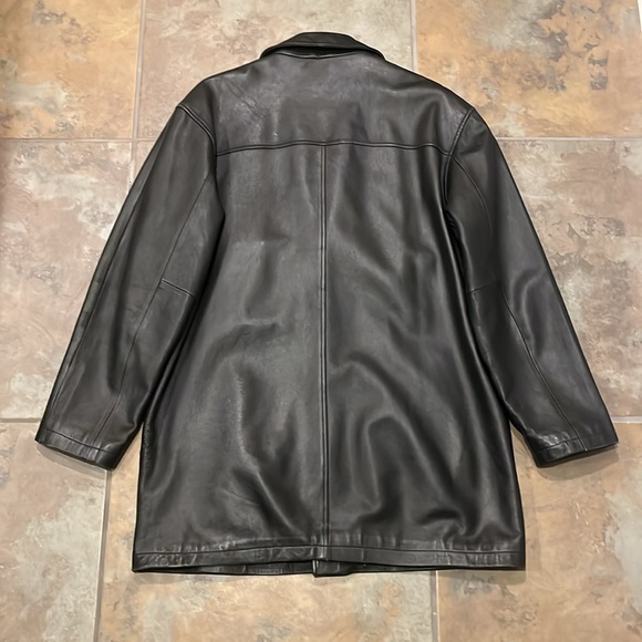 Vintage 90s mossimo long leather coat men’s size large genuine leather - Picture 9 of 14